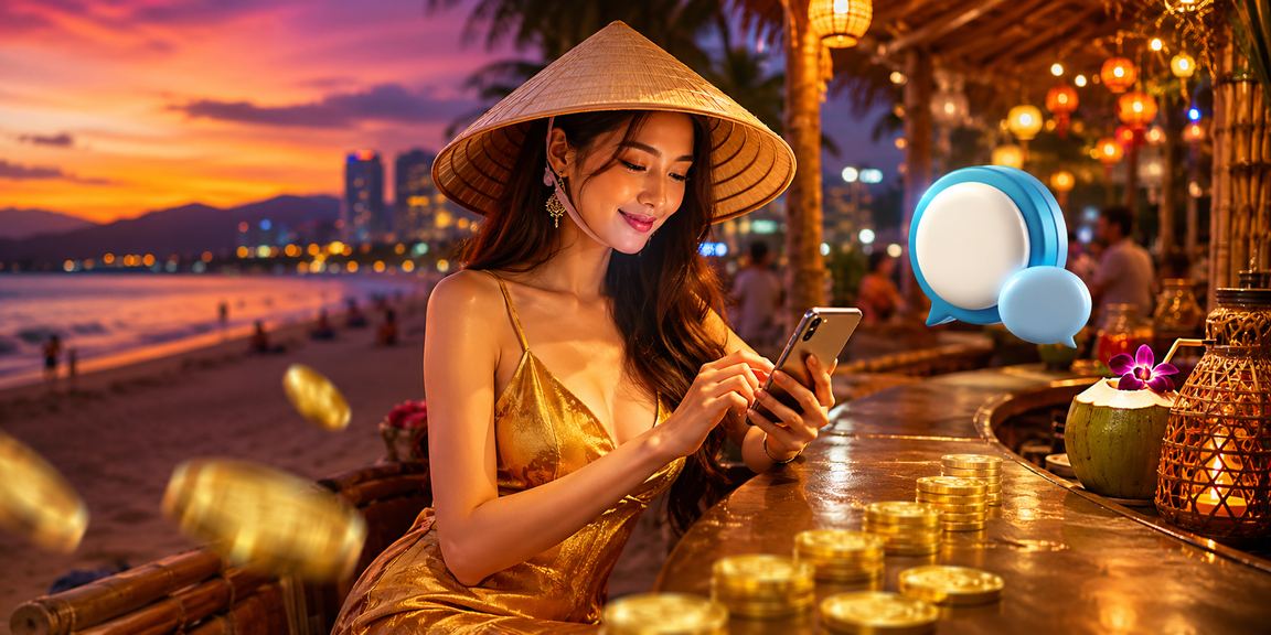 Người phụ nữ đội nón lá tại Đà Nẵng đang kiểm tra vé xổ số và chơi bài