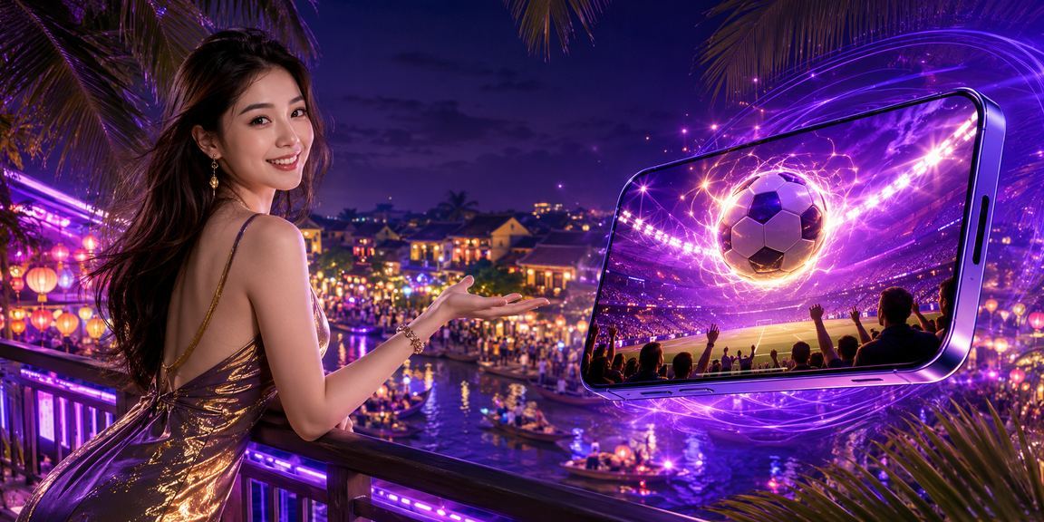 Người dùng Hội An xem thể thao và theo dõi kết quả trên điện thoại di động buổi tối