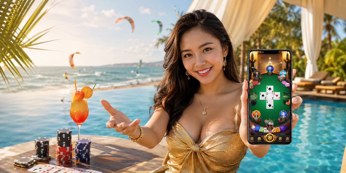 Người chơi card game jackpot tại Mũi Né – kỳ nghỉ hè kết hợp giải trí trực tuyến trên biển